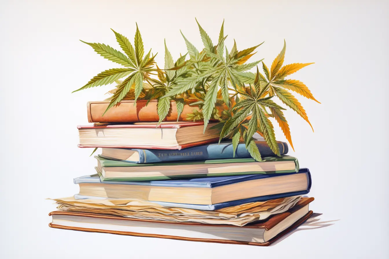 Die Pflanze, die viele Bezeichnungen kennt, ist Cannabis. Sie macht das Lesen von farbenprächtigen Büchern spannender, wenn sie diese ziert.